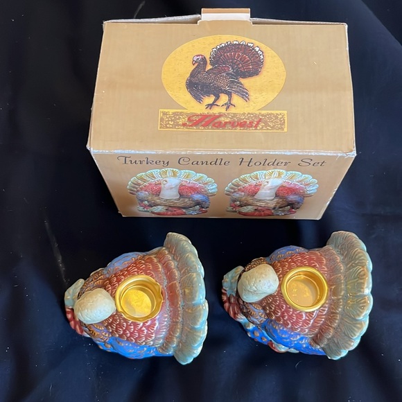 Harvest Turkey candle holder set of 2. NIP. - Picture 5 of 8